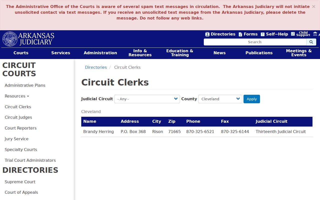 Cleveland County warrant search Circuit Clerk