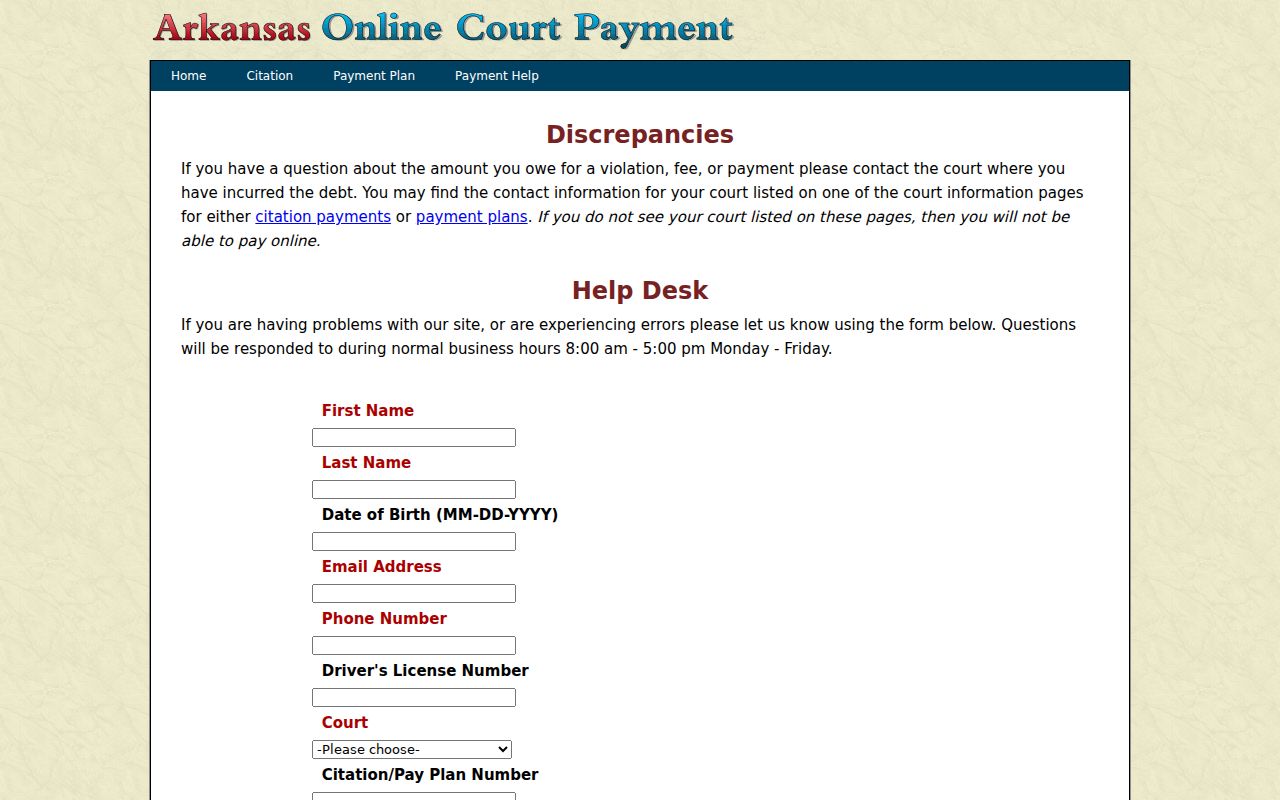 Cleveland County traffic warrant payment help form