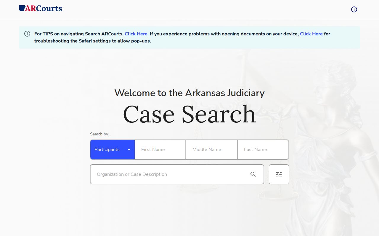 Cleveland County warrant records Search ARCourts interface
